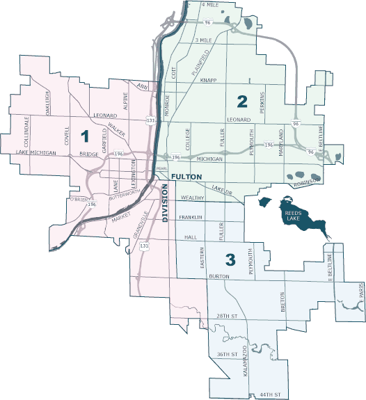 Map showing the city of Grand Rapids municipal boundary and lo…